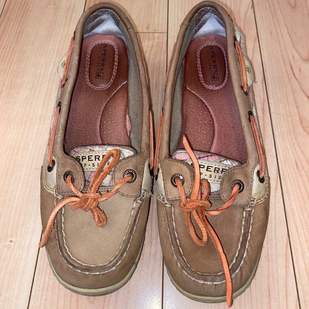 SPERRY PLAID SEQUIN ANGELFISH BOATSHOES WOMENS 7